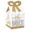 Big Dot of Happiness It's Twins - Square Favor Gift Boxes - Gold Twins Baby Shower Bow Boxes - Set of 12